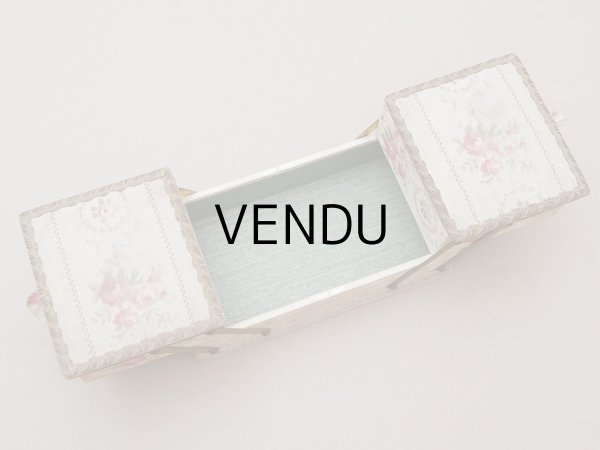 画像13: 1900年頃 アンティーク 薔薇＆リボン＆メダイヨン  カルトナージュボックス アコーディオン式 (13)