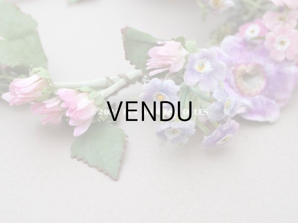 画像9: アンティーク ヴェールガールのティアラ ベルベットの布花 花冠 (9)