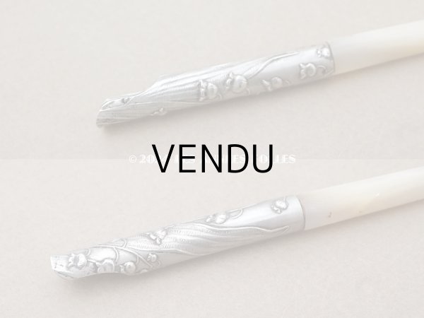 画像3: アンティーク 鈴蘭のペン軸 シルバー＆マザーオブパール製 (3)