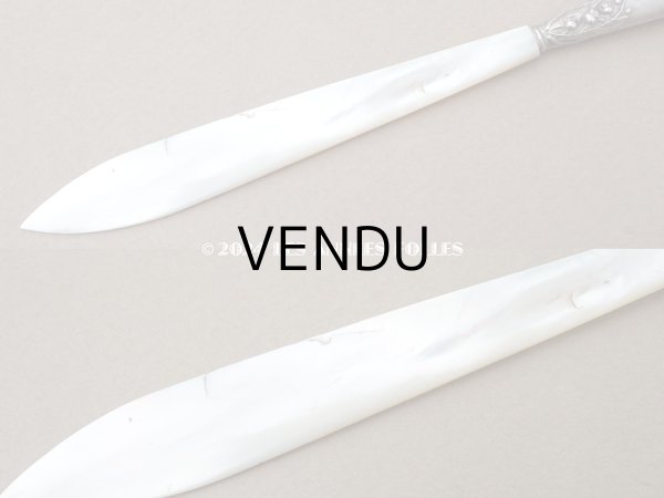 画像5: アンティーク 鈴蘭のレターオープナー シルバー＆マザーオブパール製 (5)