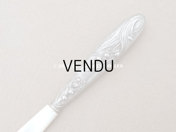 画像4: アンティーク 鈴蘭のレターオープナー シルバー＆マザーオブパール製 (4)