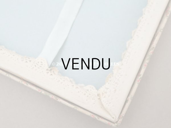 画像11: アンティーク ピンクの薔薇&ブルーのリボン ハンキーケース リボン付 カルトナージュボックス (11)