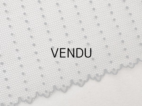 画像4: アンティーク ドット入り 幅広 チュールレース 黒 0.9m 幅29.5cm (4)