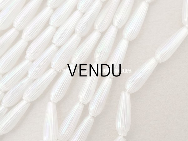 画像5: アンティーク スフレビーズ ライン入り オーロラ加工 ドロップ型 11.5×4mm 約100ピースのセット 吹きガラス製ビーズ (5)