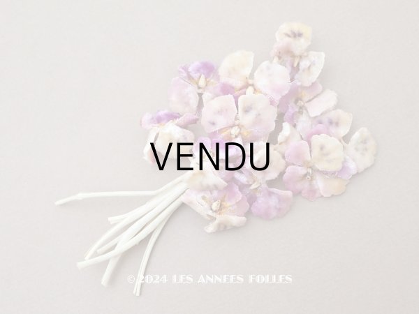 画像1: アンティーク ベルベット製 布花 アイボリー＆薄紫 (1)
