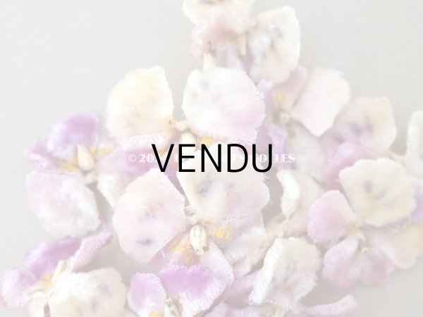 画像4: アンティーク ベルベット製 布花 アイボリー＆薄紫 (4)