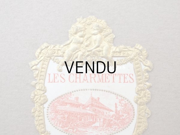 画像2: アンティーク 天使&薔薇のガーランド パフュームラベル LES CHARMETTES - CH.FAY PARIS - (2)
