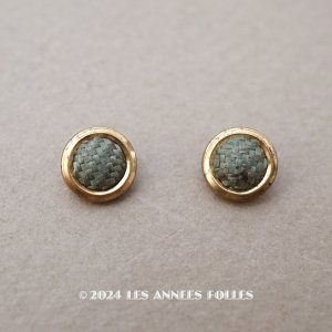 画像: アンティーク シルク＆メタルボタン 8mm 4ピースのセット ゴールド &グレー