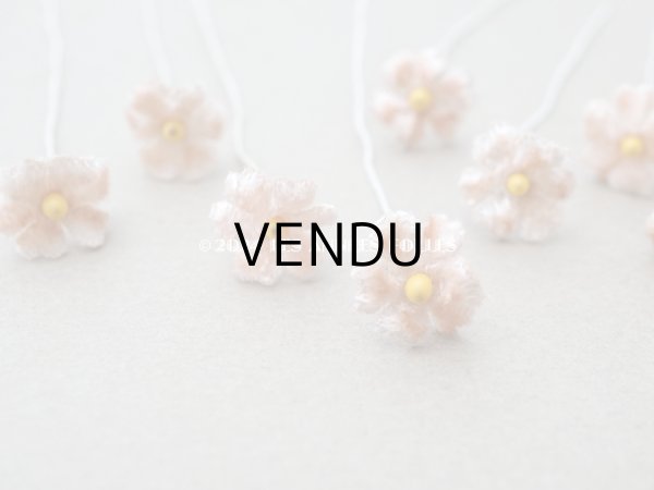 画像2: アンティーク ベルベットの小さな布花 ピンクベージュ 8ピースのセット 13mm (2)