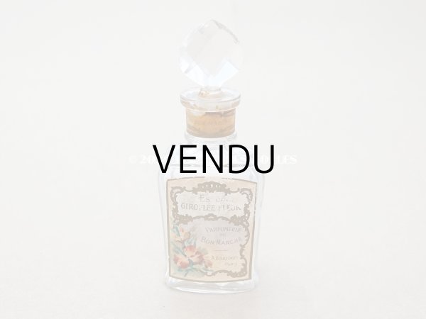 画像2: アンティーク 香水瓶 パウダーピンクのラベル ESSENCE GIROFLEE FLEUR - AU BON MARCHE - (2)