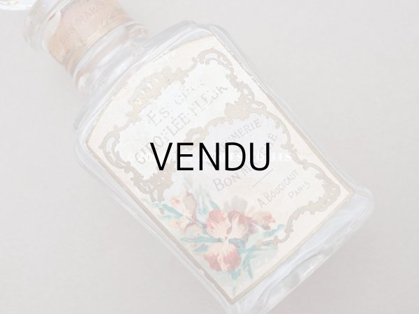 画像7: アンティーク 香水瓶 パウダーピンクのラベル ESSENCE GIROFLEE FLEUR - AU BON MARCHE - (7)