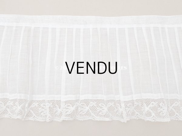 画像10: 1900年頃 アンティーク 幅広 ドレスパーツ プリーツ レース付き 1.56m 幅17.5cm コットンオーガンジー (10)