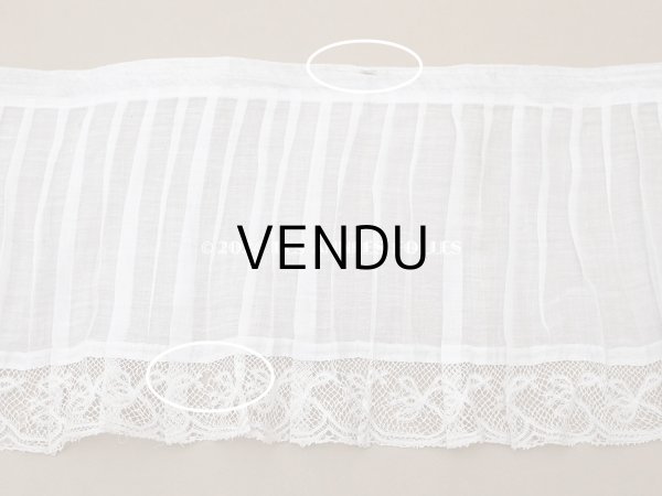 画像6: 1900年頃 アンティーク 幅広 ドレスパーツ プリーツ レース付き 1.56m 幅17.5cm コットンオーガンジー (6)