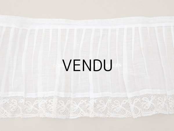 画像7: 1900年頃 アンティーク 幅広 ドレスパーツ プリーツ レース付き 1.56m 幅17.5cm コットンオーガンジー (7)