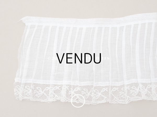 画像5: 1900年頃 アンティーク 幅広 ドレスパーツ プリーツ レース付き 1.56m 幅17.5cm コットンオーガンジー (5)