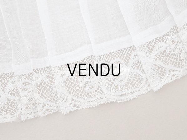 画像4: 1900年頃 アンティーク 幅広 ドレスパーツ プリーツ レース付き 1.56m 幅17.5cm コットンオーガンジー (4)