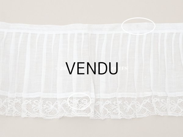 画像8: 1900年頃 アンティーク 幅広 ドレスパーツ プリーツ レース付き 1.56m 幅17.5cm コットンオーガンジー (8)