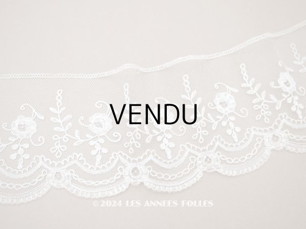 画像1: 19世紀 アンティーク  薔薇模様 手編みのボビンレース アプリカシオン・アングルテール 95cm 9.3cm幅 (1)