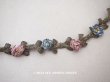 画像1: アンティーク シルク製 3色の薔薇のロココトリム ゴールドのメタルレース 48cm (1)
