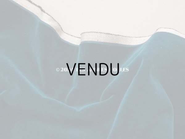 画像3: 19世紀末 アンティーク シルク製 ベルベット 生地 ブルーグリーン ファブリック 45×100cm　 (3)