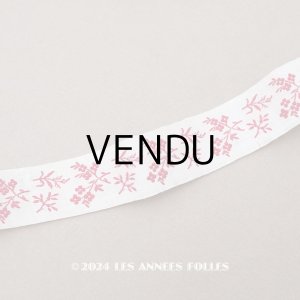 画像: 19世紀末 アンティーク 花模様 ジャガード織リボン 87cm 2.4cm幅  