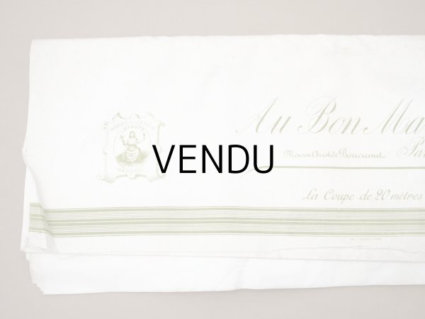 画像2: アンティーク ボンマルシェ百貨店のロゴ入り 広幅 コットンファブリック 12〜15m - AU BON MARCHE - (2)