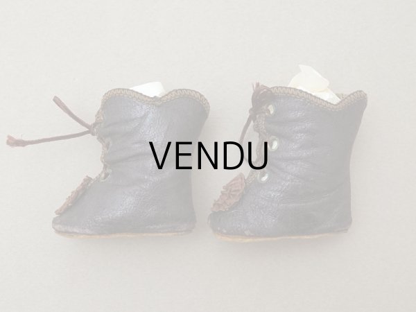 画像6: 【クリスマスセール2024対象外】19世紀末 アンティーク ドールシューズ レザー ダークブラウン L.I. 約4.8cm (6)