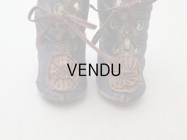 画像3: 【クリスマスセール2024対象外】19世紀末 アンティーク ドールシューズ レザー ダークブラウン L.I. 約4.8cm (3)