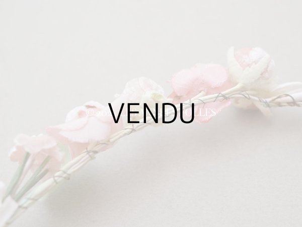 画像10: 【クリスマスセール2024対象外】アンティーク ヴェールガールのティアラ ベルベットの布花 花冠 (10)