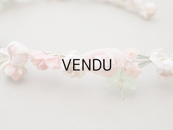 画像5: 【クリスマスセール2024対象外】アンティーク ヴェールガールのティアラ ベルベットの布花 花冠 (5)