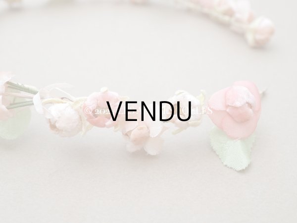 画像6: 【クリスマスセール2024対象外】アンティーク ヴェールガールのティアラ ベルベットの布花 花冠 (6)