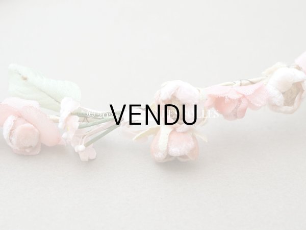 画像4: 【クリスマスセール2024対象外】アンティーク ヴェールガールのティアラ ベルベットの布花 花冠 (4)