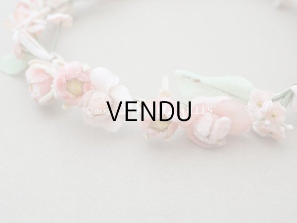 画像3: 【クリスマスセール2024対象外】アンティーク ヴェールガールのティアラ ベルベットの布花 花冠 (3)