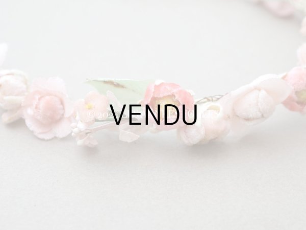 画像8: 【クリスマスセール2024対象外】アンティーク ヴェールガールのティアラ ベルベットの布花 花冠 (8)