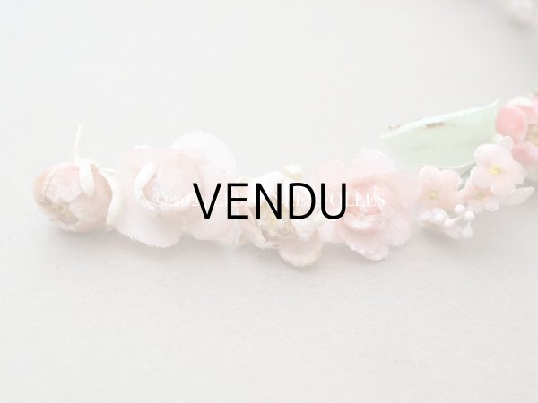 画像9: 【クリスマスセール2024対象外】アンティーク ヴェールガールのティアラ ベルベットの布花 花冠 (9)