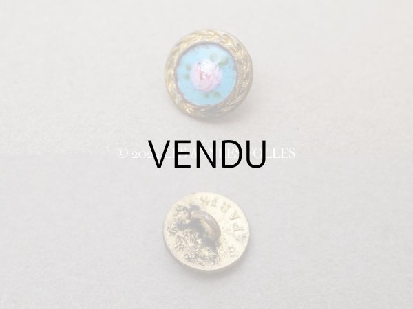 画像2: 19世紀末 アンティーク エナメルボタン 薔薇 ハンドペイント 9.5mm (2)