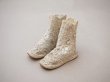 画像2: 1900年頃 アンティーク ベビーシューズ  花模様 手編みのレース&シルクサテン パウダーブルー (2)