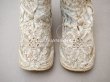 画像6: 1900年頃 アンティーク ベビーシューズ  花模様 手編みのレース&シルクサテン パウダーブルー (6)