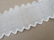 画像2: アンティーク スカラップレース 刺繍入り 3cm幅 コットンオーガンジー (2)