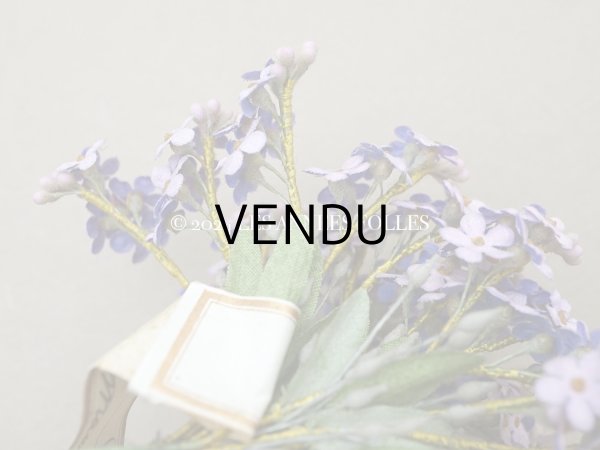 画像7: アンティーク 大きなブーケ ラヴェンダー色 小さな勿忘草の布花 200輪 ラベル付き  (7)