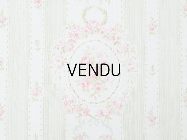 画像3: アンティーク  薔薇のメダイヨン ファブリック 79×91cm (3)