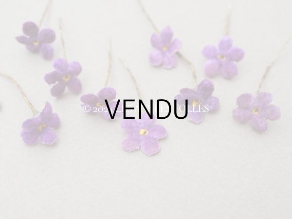 画像11: アンティーク 勿忘草の小さな布花 薄紫 10ピースのセット 約13mm (11)