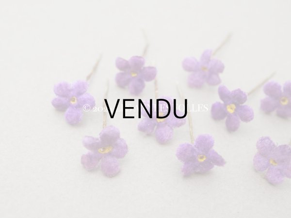 画像8: アンティーク 勿忘草の小さな布花 薄紫 10ピースのセット 約13mm (8)