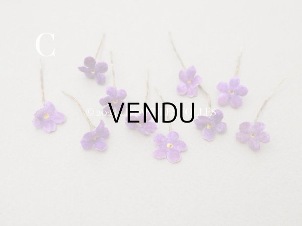 画像10: アンティーク 勿忘草の小さな布花 薄紫 10ピースのセット 約13mm (10)