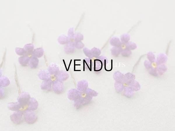 画像9: アンティーク 勿忘草の小さな布花 薄紫 10ピースのセット 約13mm (9)