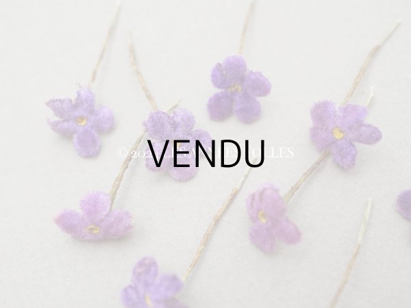 画像3: アンティーク 勿忘草の小さな布花 薄紫 10ピースのセット 約13mm (3)