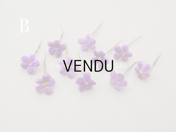 画像7: アンティーク 勿忘草の小さな布花 薄紫 10ピースのセット 約13mm (7)