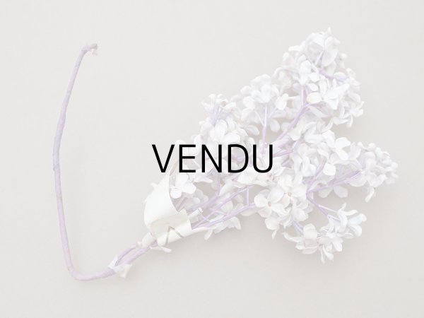 画像3: アンティーク ライラックの大きな布花 ホワイトパープル ラベル付き (3)