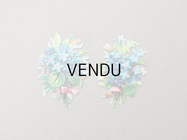 画像4: ＊蚤の市＊1900年頃 アンティーク 勿忘草 ダイカットクロモ 9点のセット (4)