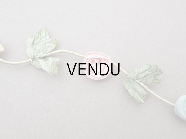 画像3: アンティーク シルク製 4色の大きな薔薇のロココトリム  44cm パステルカラー (3)